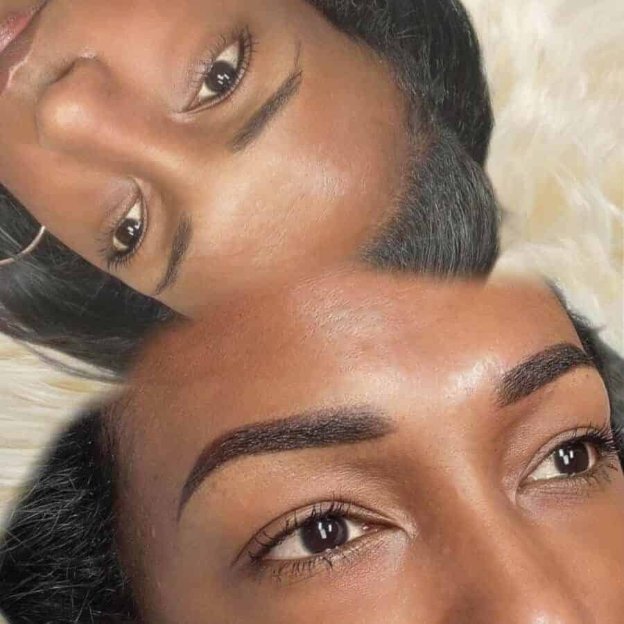 Ombre eyebrows before and after in McKinney Texas